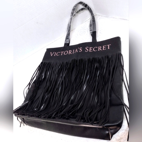Victoria Secret Black Fringe Bag - Picture 1 of 4